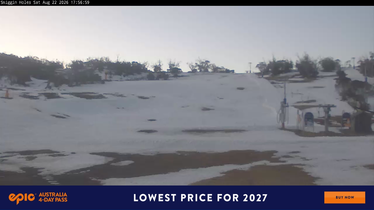 Perisher Smiggin Holes snow cam captured at 22 August 2026 at 5:59 pm AEST
