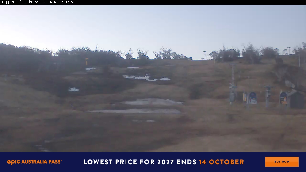 Perisher Smiggin Holes snow cam captured at 10 September 2026 at 6:12 pm AEST