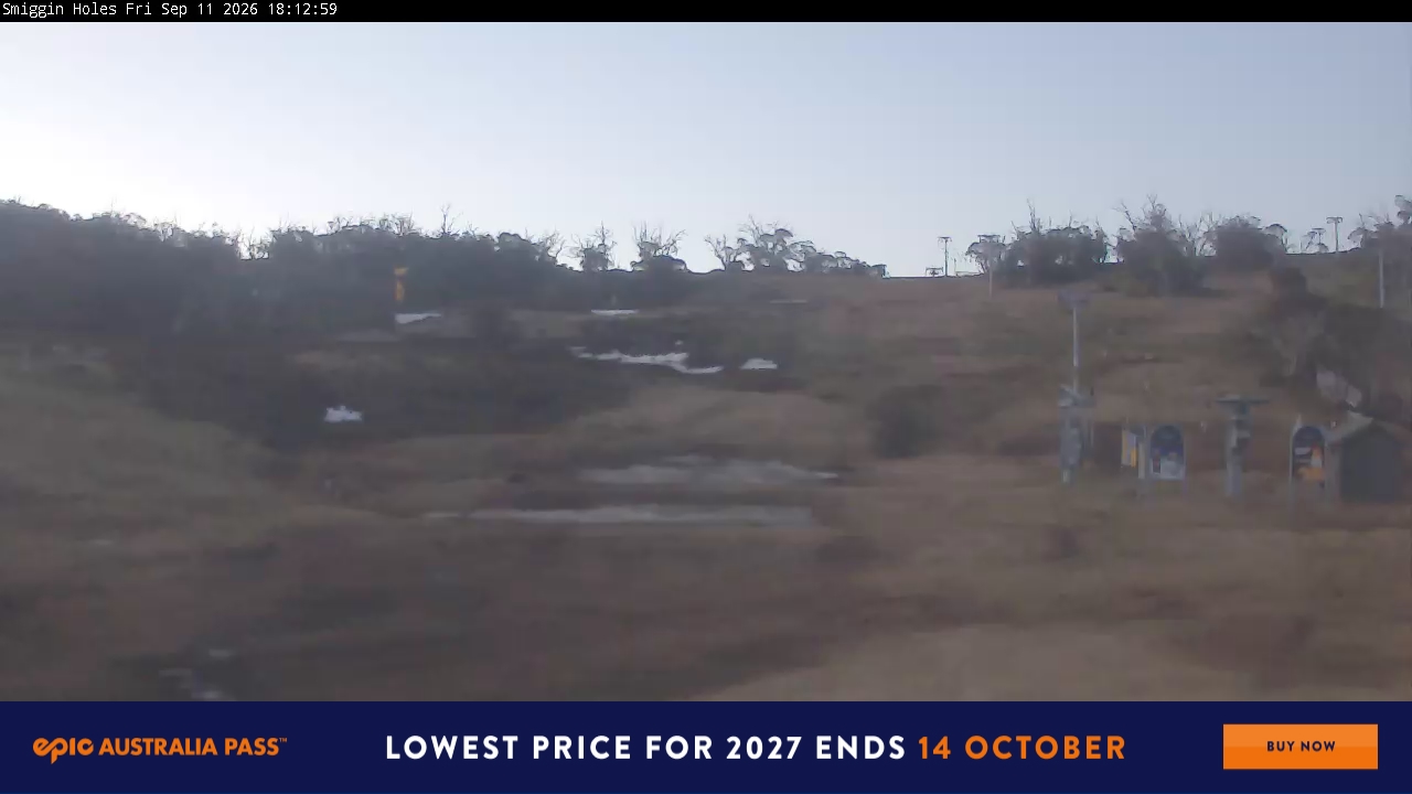 Perisher Smiggin Holes snow cam captured at 11 September 2026 at 6:21 pm AEST