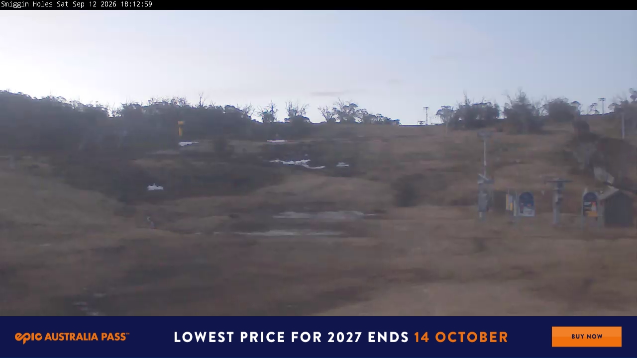 Perisher Smiggin Holes snow cam captured at 12 September 2026 at 6:21 pm AEST