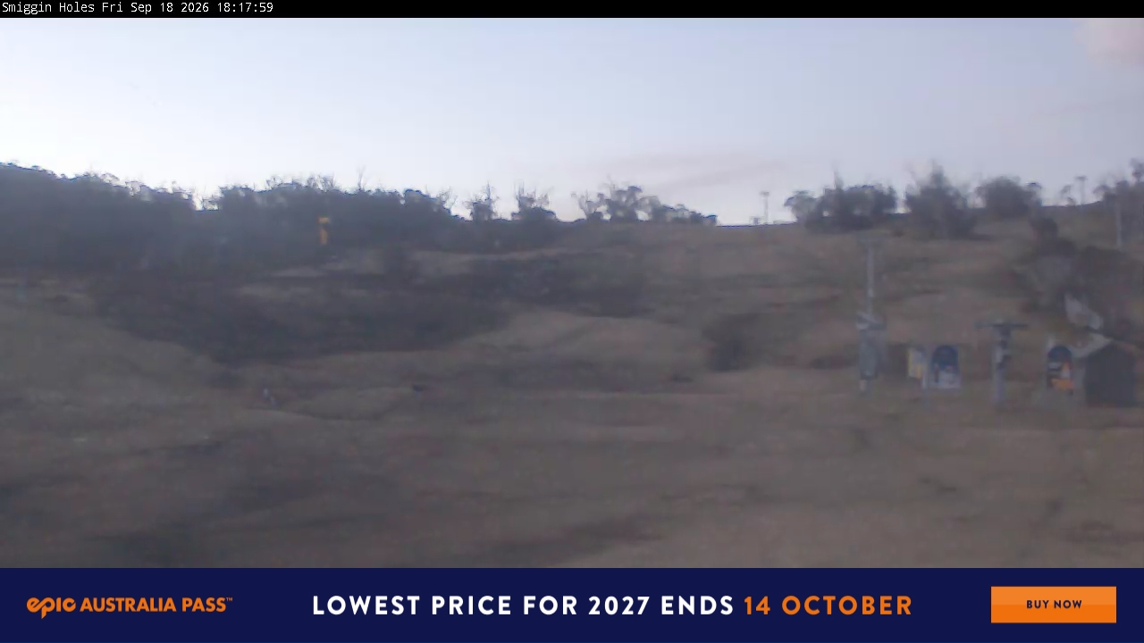 Perisher Smiggin Holes snow cam captured at 18 September 2026 at 6:20 pm AEST