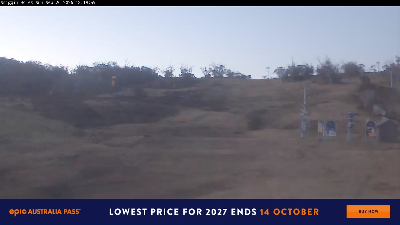 Perisher Smiggin Holes snow cam captured at 20 September 2026 at 6:25 pm AEST