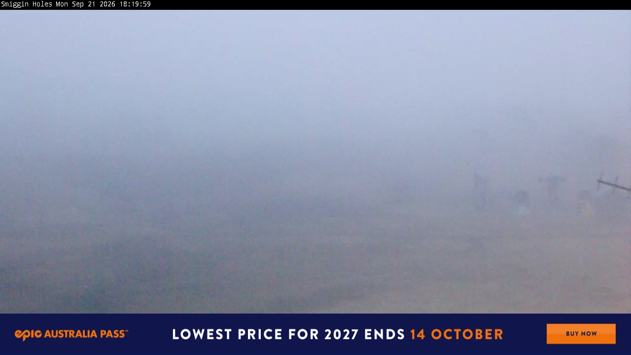 Perisher Smiggin Holes snow cam captured at 21 September 2026 at 6:26 pm AEST