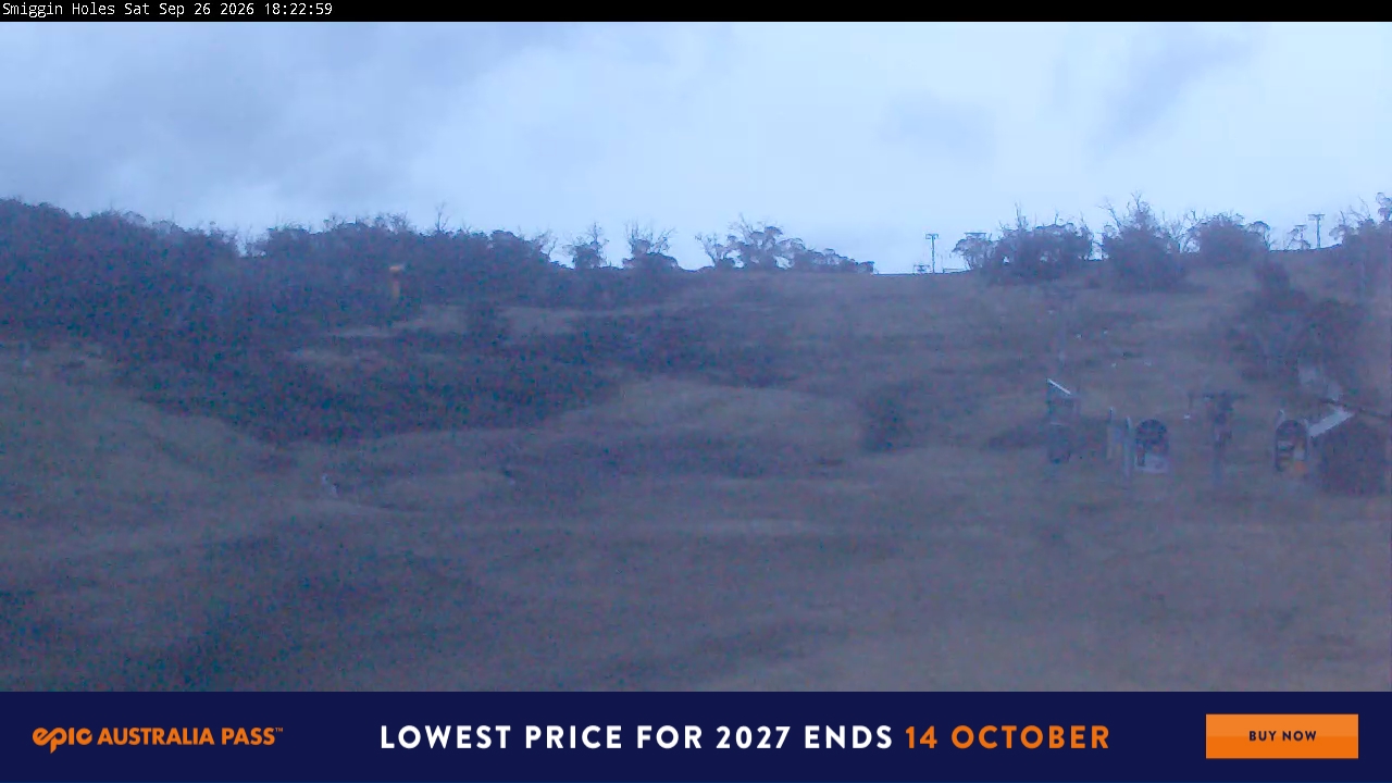 Perisher Smiggin Holes snow cam captured at 26 September 2026 at 6:33 pm AEST