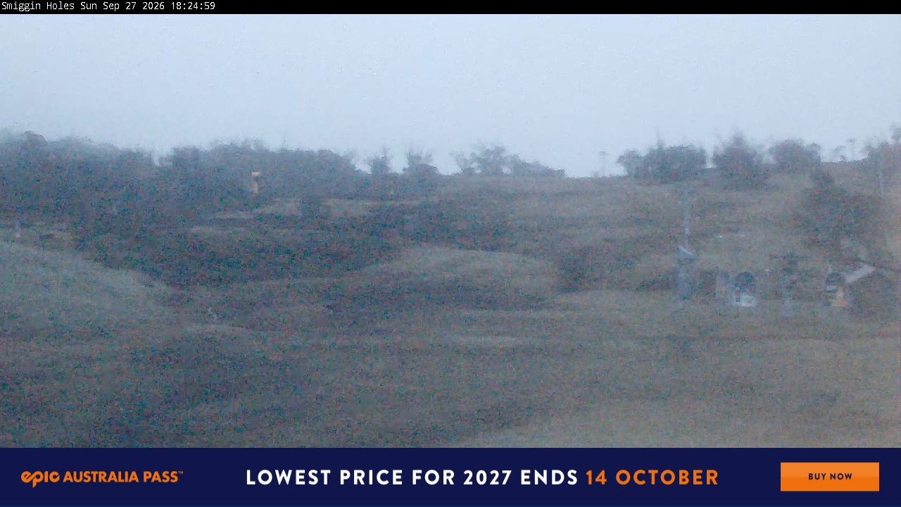 Perisher Smiggin Holes snow cam captured at 27 September 2026 at 6:29 pm AEST