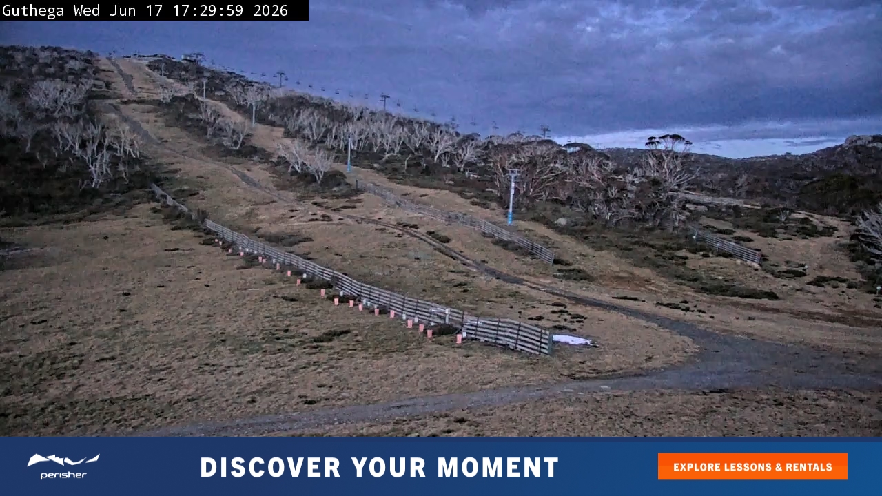 Perisher Guthega snow cam captured at 17 June 2026 at 5:30 pm AEST