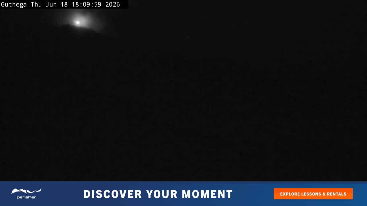 Perisher Guthega snow cam captured at 18 June 2026 at 6:13 pm AEST