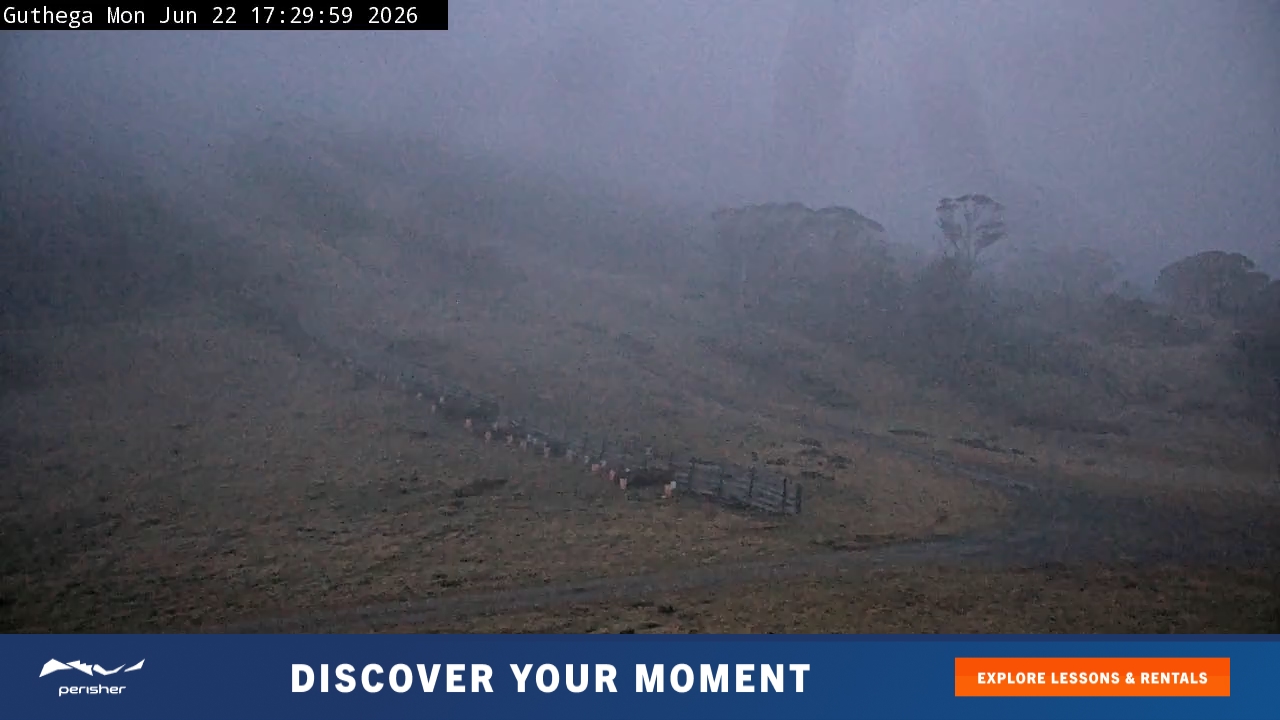 Perisher Guthega snow cam captured at 22 June 2026 at 5:34 pm AEST