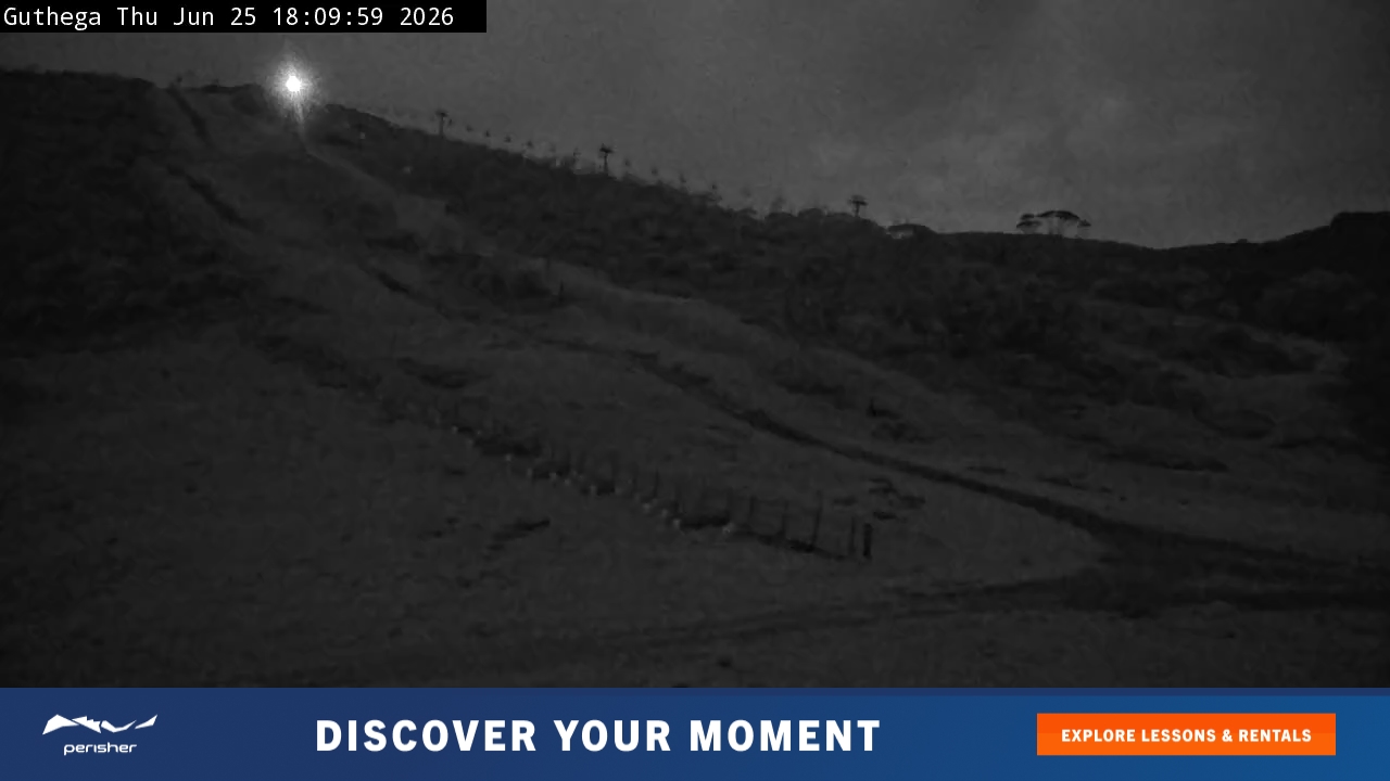 Perisher Guthega snow cam captured at 25 June 2026 at 6:10 pm AEST