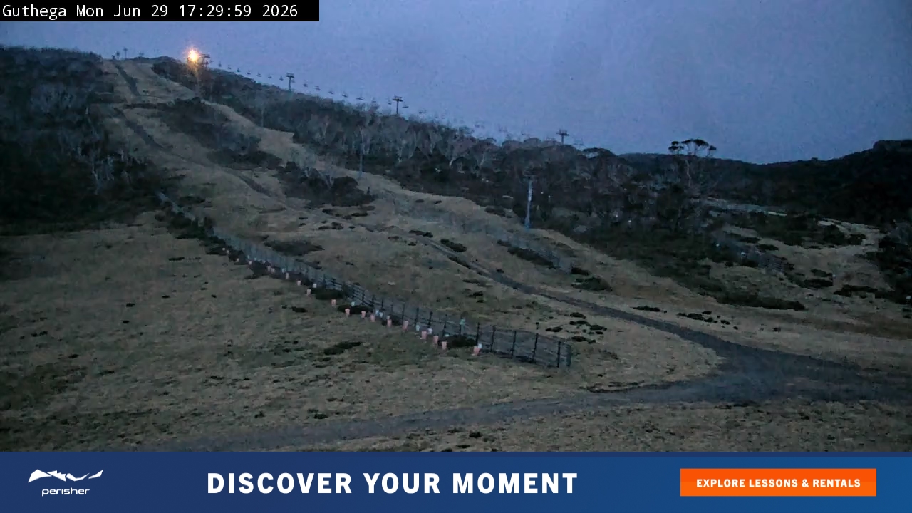 Perisher Guthega snow cam captured at 29 June 2026 at 5:30 pm AEST