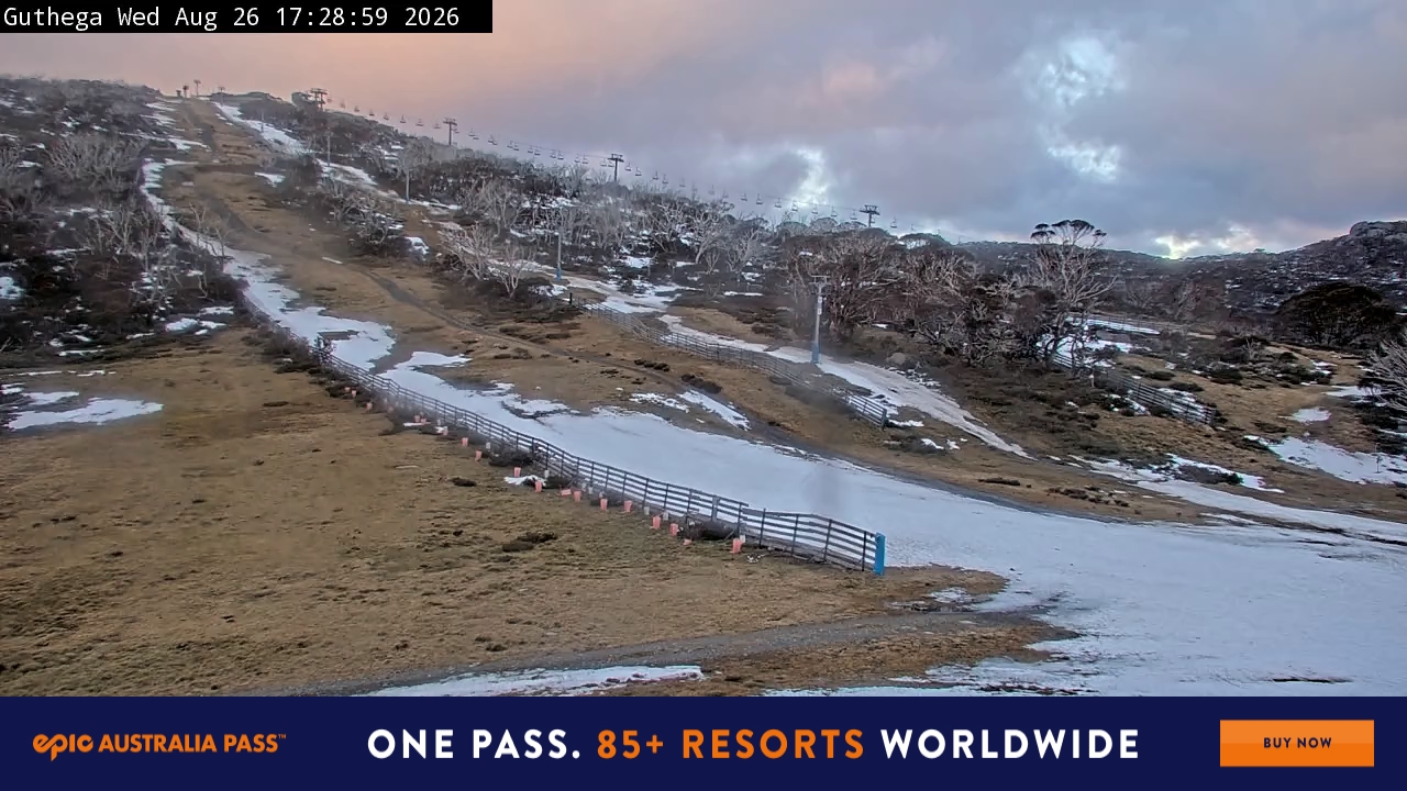 Perisher Guthega snow cam captured at 26 August 2026 at 5:31 pm AEST