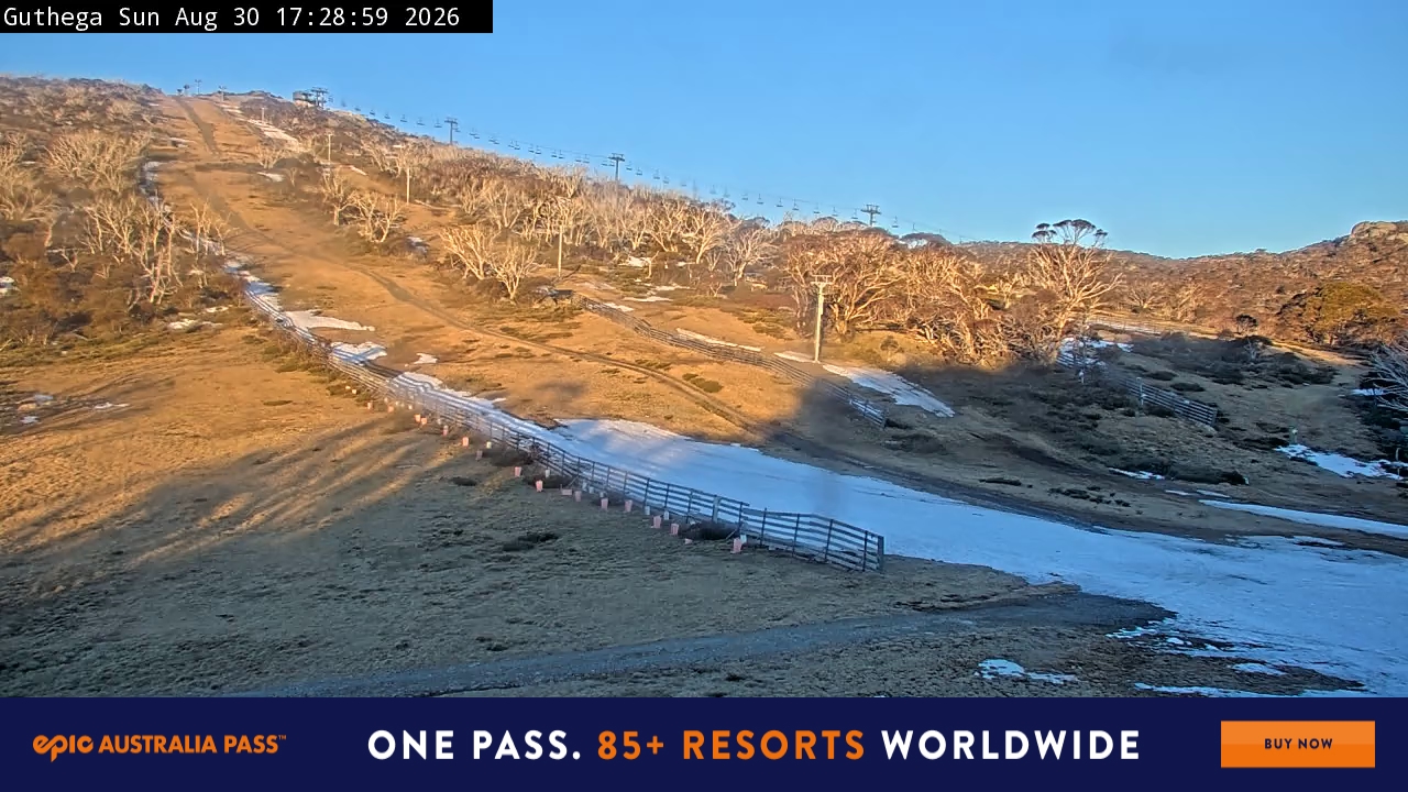 Perisher Guthega snow cam captured at 30 August 2026 at 5:35 pm AEST