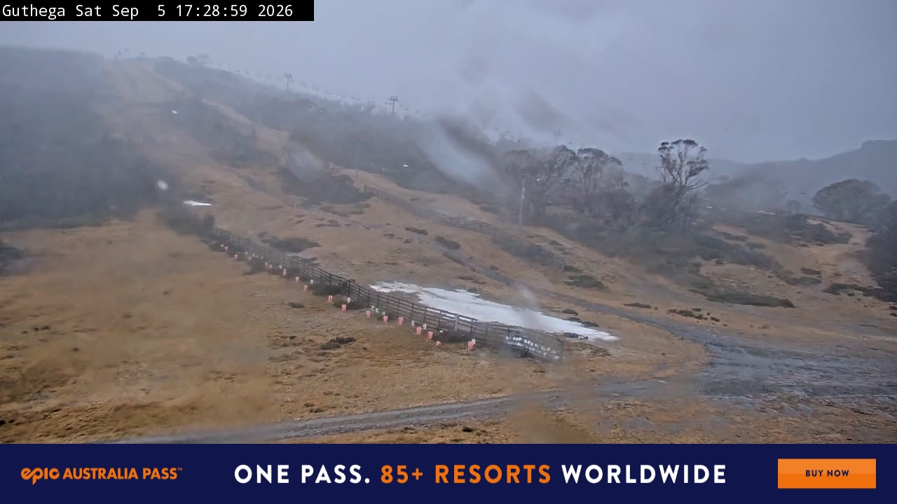 Perisher Guthega snow cam captured at 5 September 2026 at 5:38 pm AEST