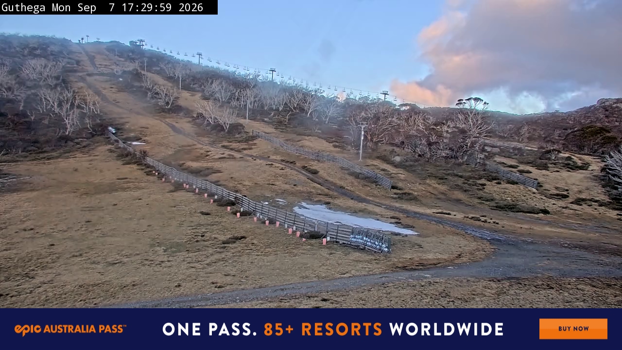Perisher Guthega snow cam captured at 7 September 2026 at 5:33 pm AEST
