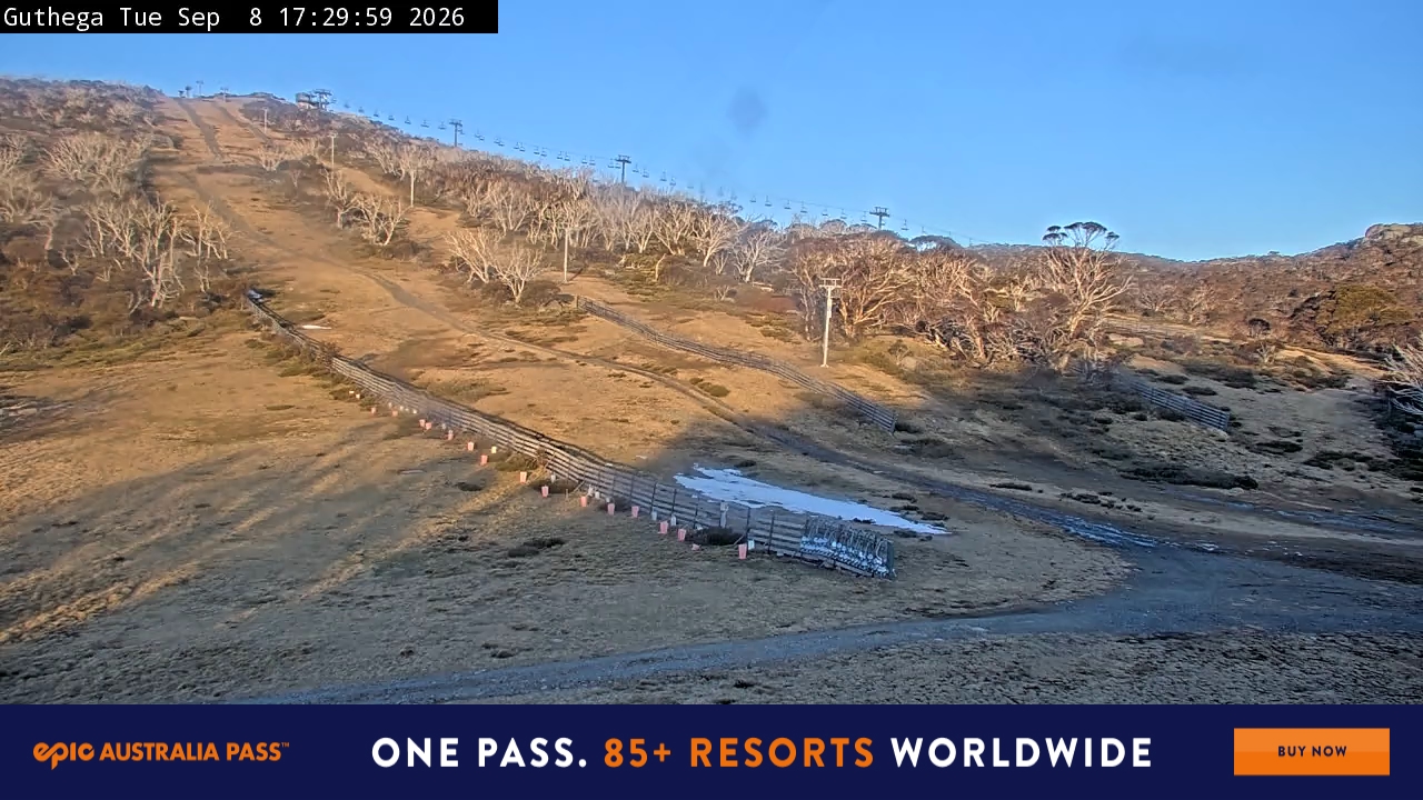 Perisher Guthega snow cam captured at 8 September 2026 at 5:33 pm AEST