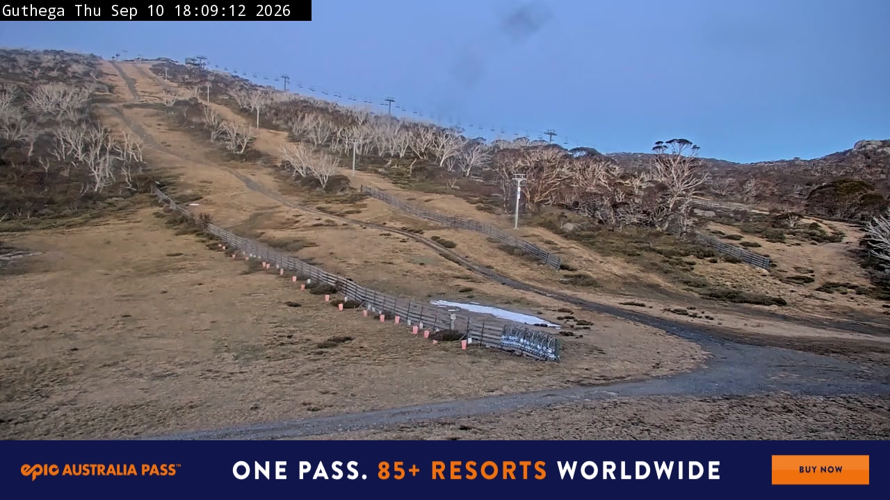 Perisher Guthega snow cam captured at 10 September 2026 at 6:18 pm AEST
