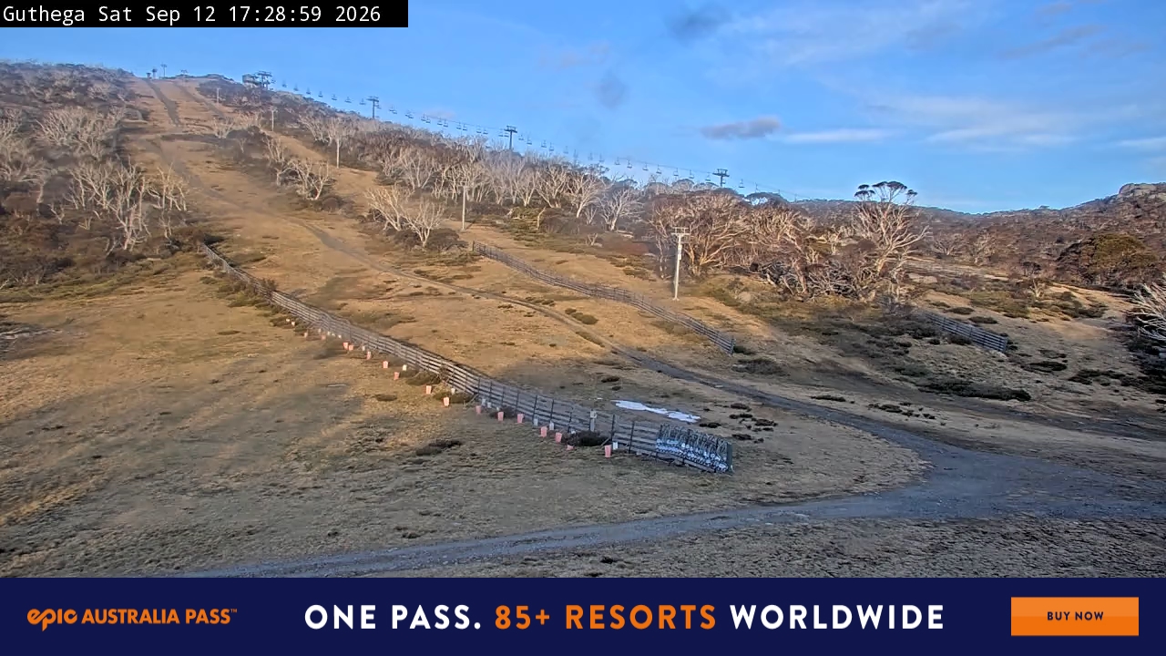 Perisher Guthega snow cam captured at 12 September 2026 at 5:37 pm AEST