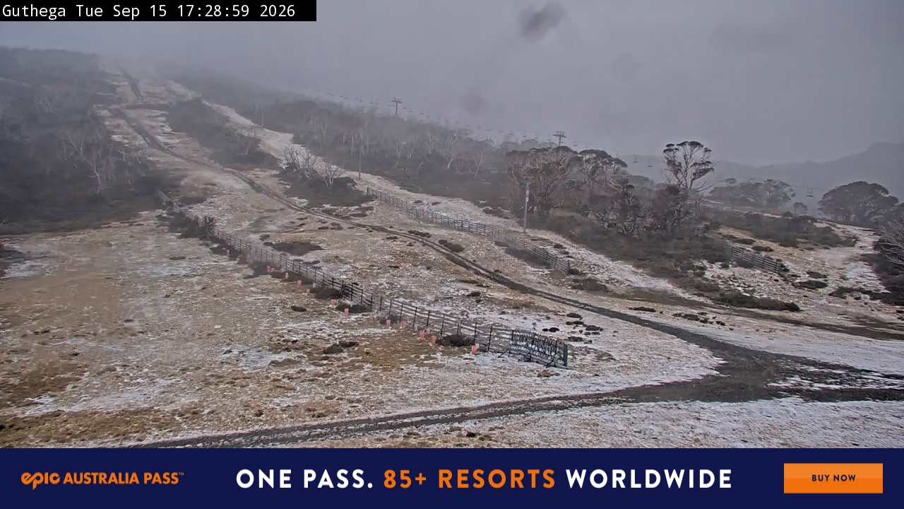 Perisher Guthega snow cam captured at 15 September 2026 at 5:30 pm AEST