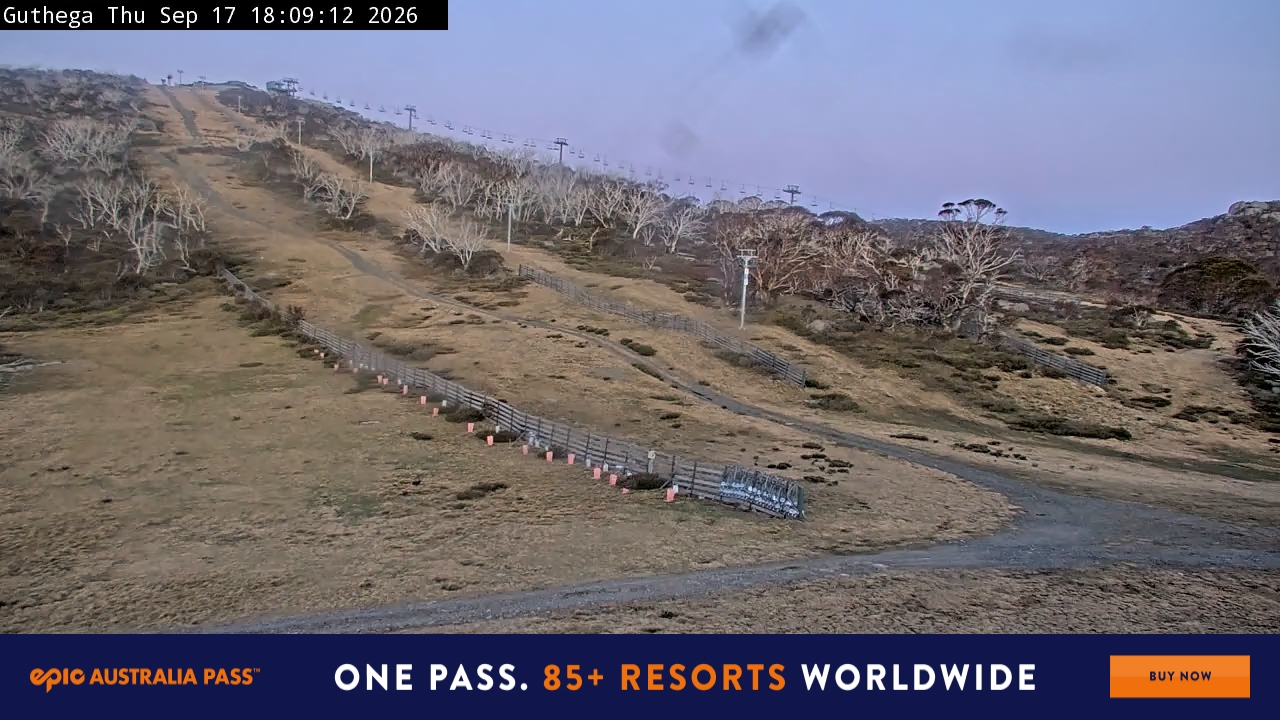 Perisher Guthega snow cam captured at 17 September 2026 at 6:18 pm AEST