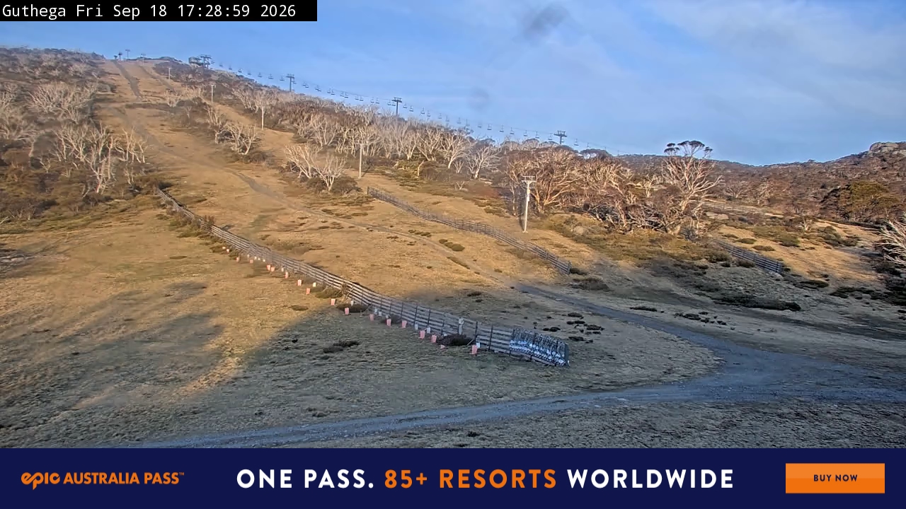 Perisher Guthega snow cam captured at 18 September 2026 at 5:35 pm AEST