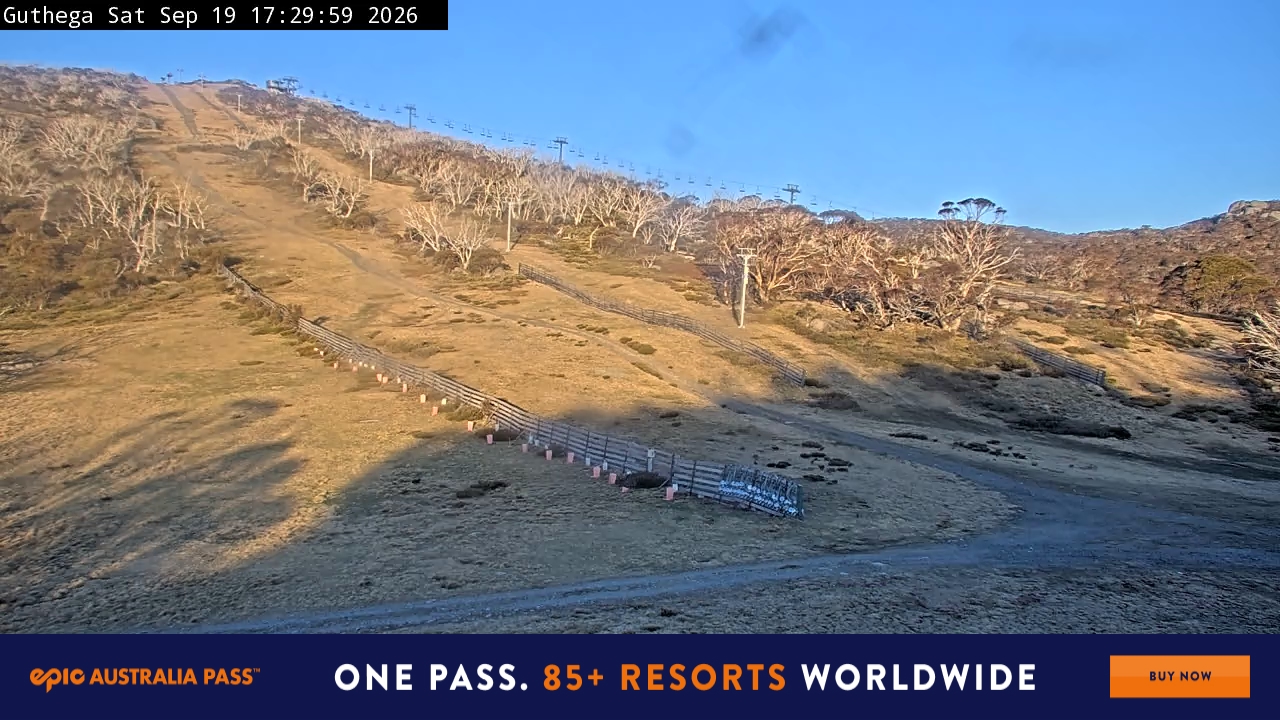 Perisher Guthega snow cam captured at 19 September 2026 at 5:38 pm AEST