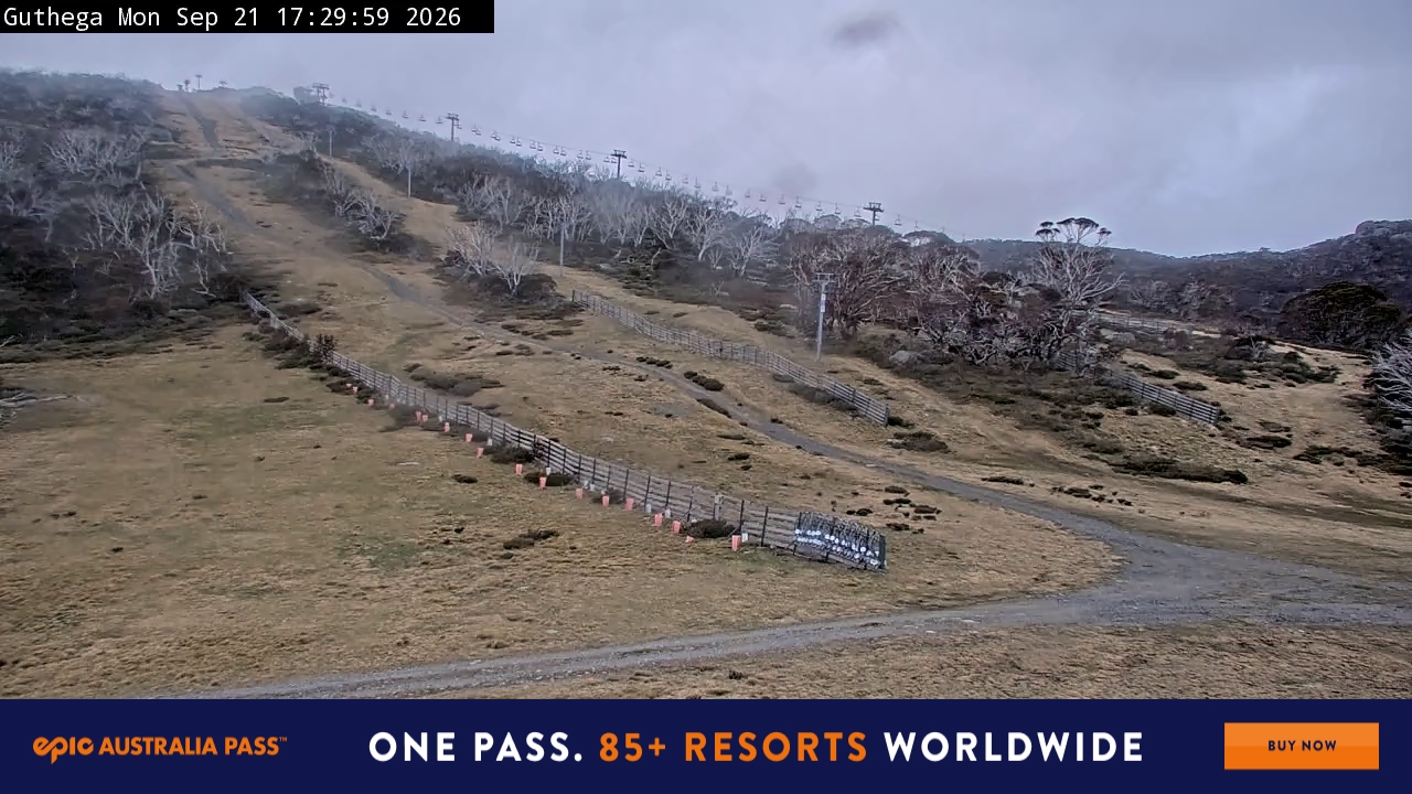 Perisher Guthega snow cam captured at 21 September 2026 at 5:31 pm AEST