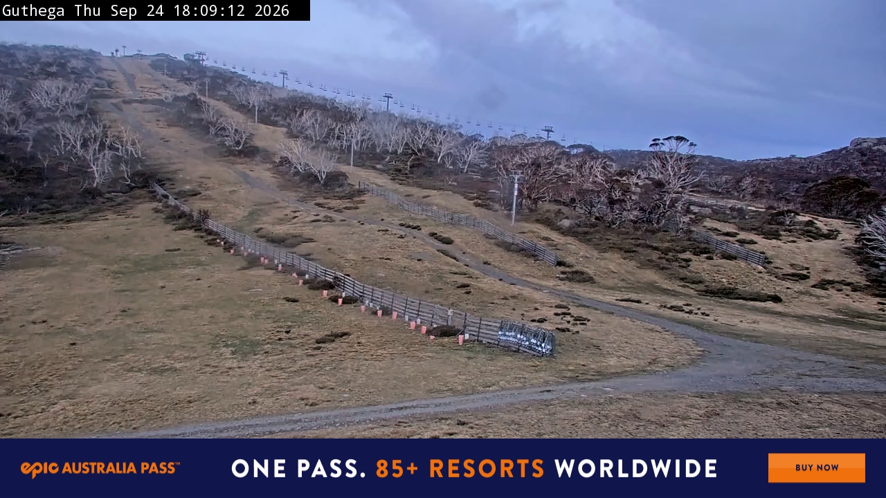 Perisher Guthega snow cam captured at 24 September 2026 at 6:16 pm AEST