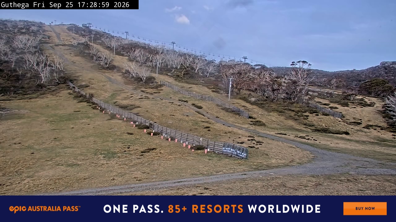 Perisher Guthega snow cam captured at 25 September 2026 at 5:37 pm AEST