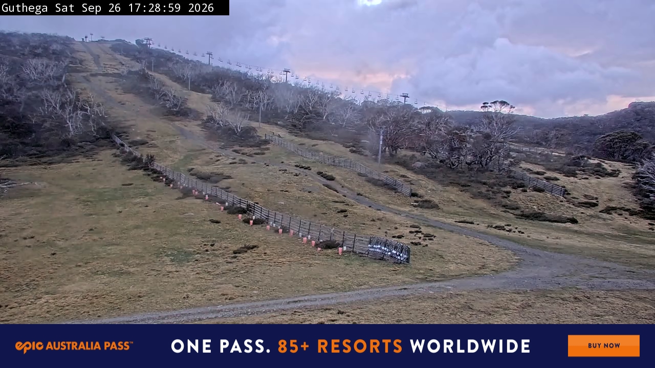 Perisher Guthega snow cam captured at 26 September 2026 at 5:38 pm AEST