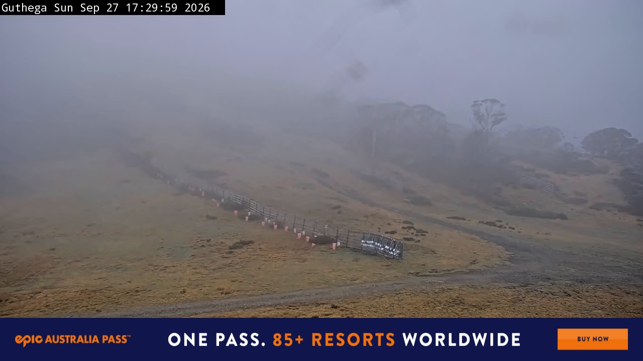 Perisher Guthega snow cam captured at 27 September 2026 at 6:21 pm AEST