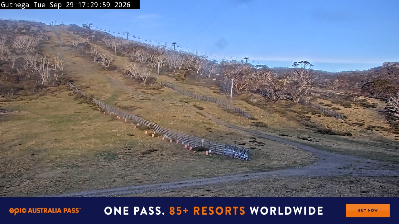 Perisher Guthega snow cam captured at 29 September 2026 at 5:38 pm AEST