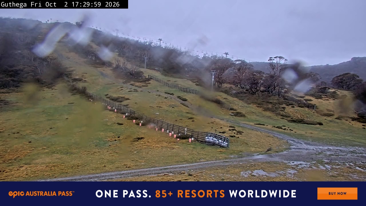 Perisher Guthega snow cam captured at 2 October 2026 at 5:31 pm AEST