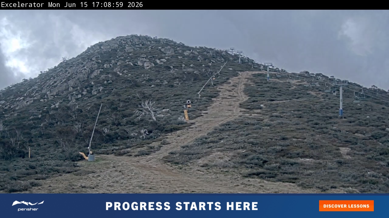 Perisher Excelerator snow cam captured at 15 June 2026 at 5:14 pm AEST