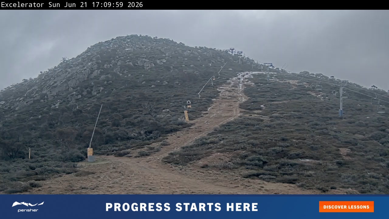 Perisher Excelerator snow cam captured at 21 June 2026 at 5:11 pm AEST