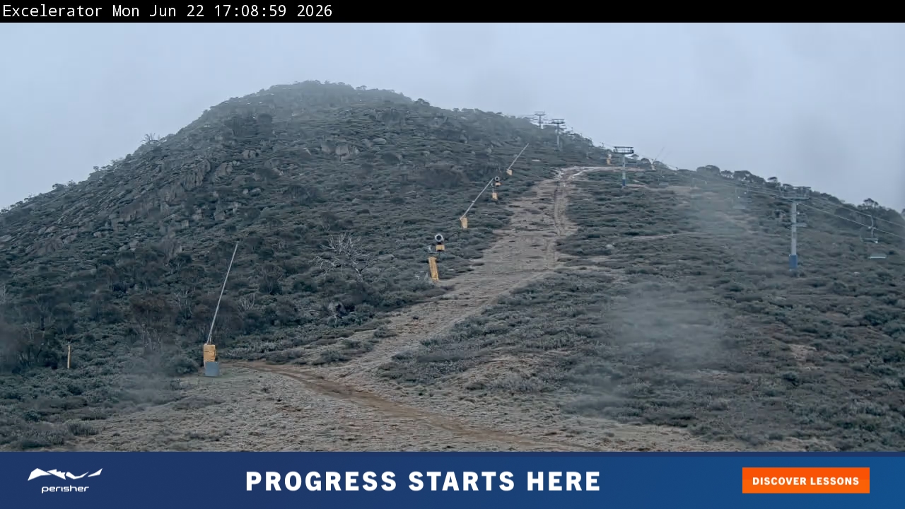 Perisher Excelerator snow cam captured at 22 June 2026 at 5:10 pm AEST