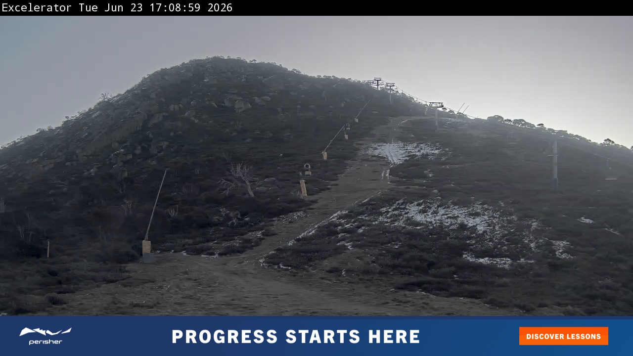 Perisher Excelerator snow cam captured at 23 June 2026 at 5:10 pm AEST