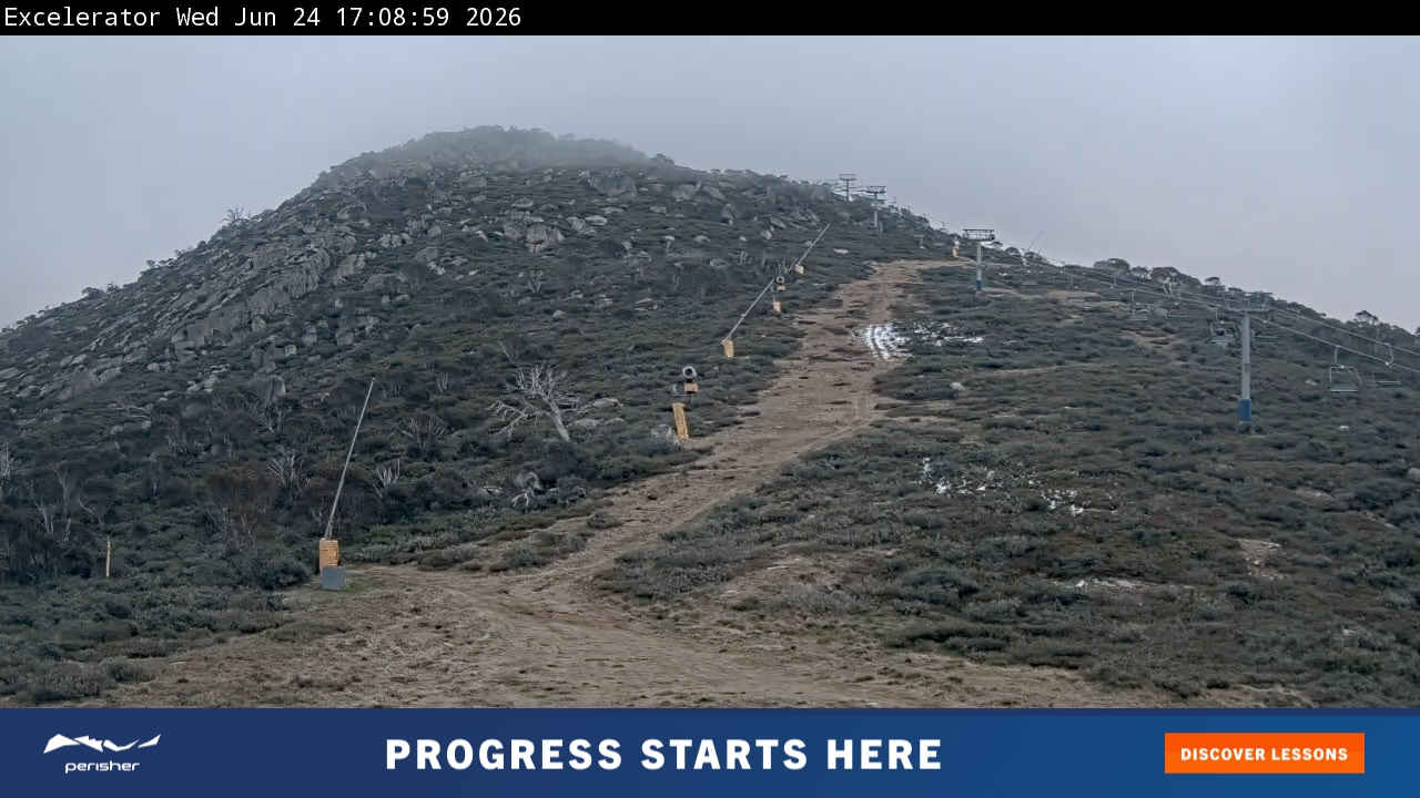Perisher Excelerator snow cam captured at 24 June 2026 at 5:10 pm AEST