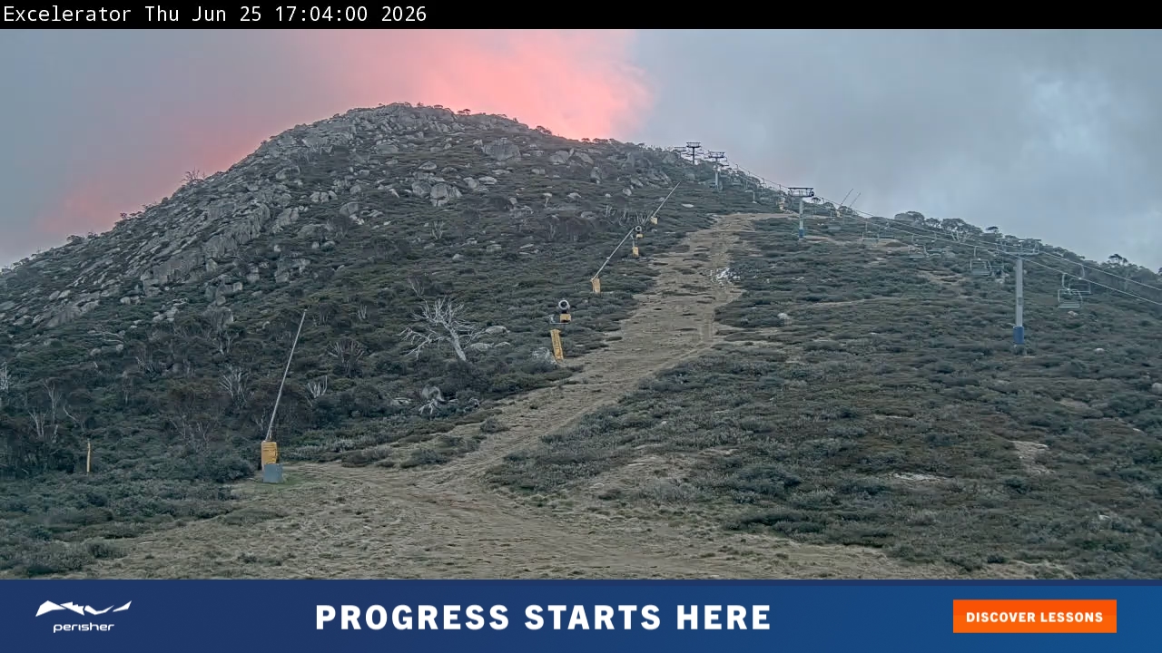Perisher Excelerator snow cam captured at 25 June 2026 at 5:04 pm AEST