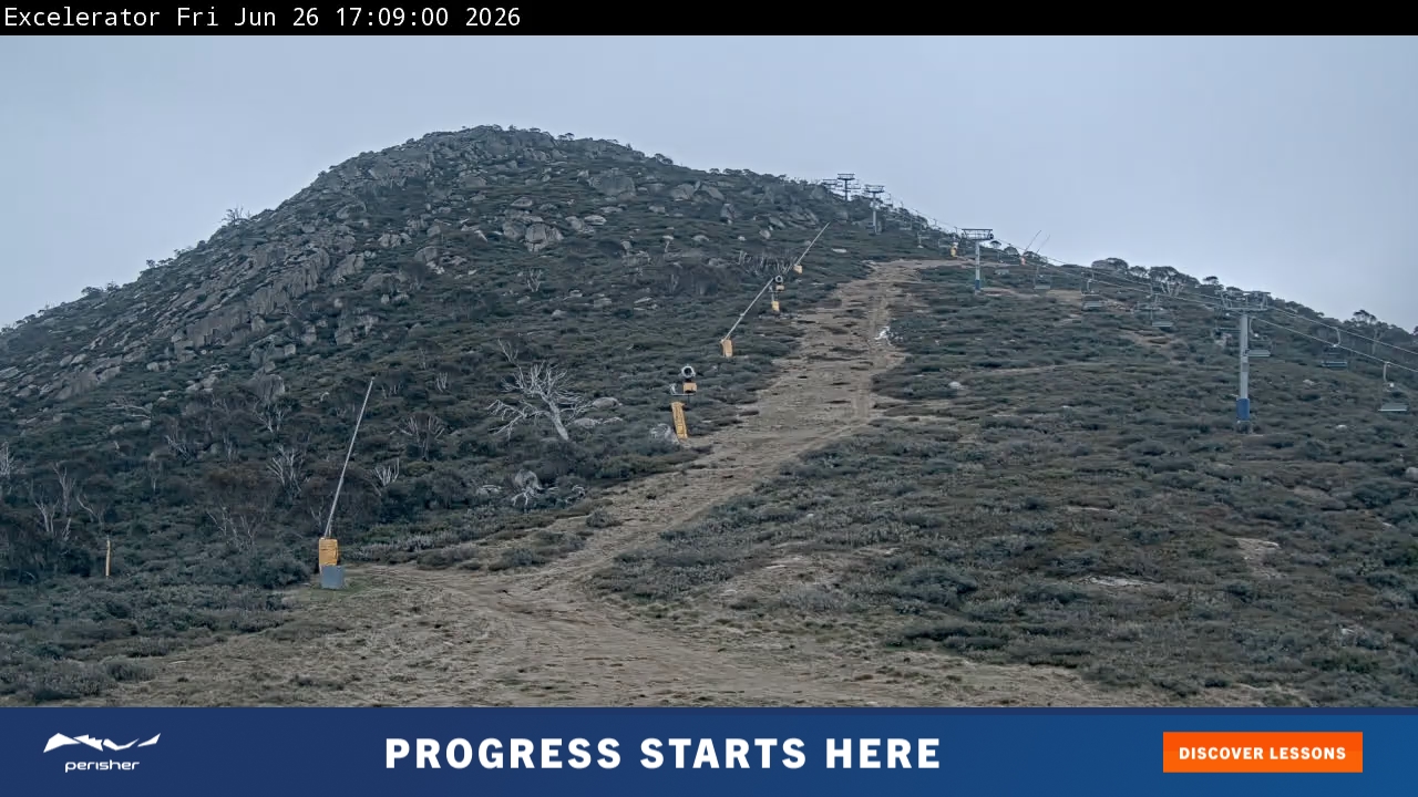Perisher Excelerator snow cam captured at 26 June 2026 at 5:10 pm AEST