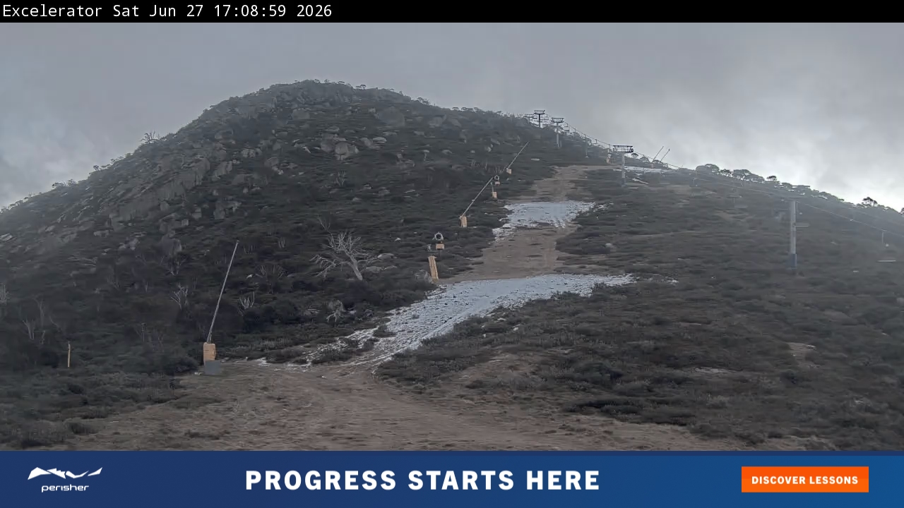 Perisher Excelerator snow cam captured at 27 June 2026 at 5:14 pm AEST