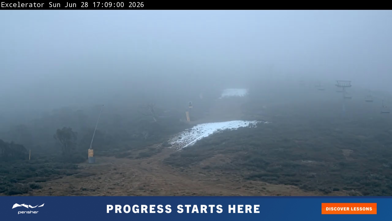 Perisher Excelerator snow cam captured at 28 June 2026 at 5:13 pm AEST