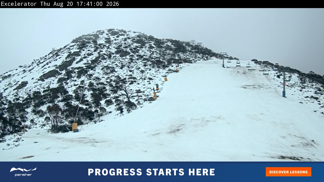 Perisher Excelerator snow cam captured at 20 August 2026 at 5:47 pm AEST