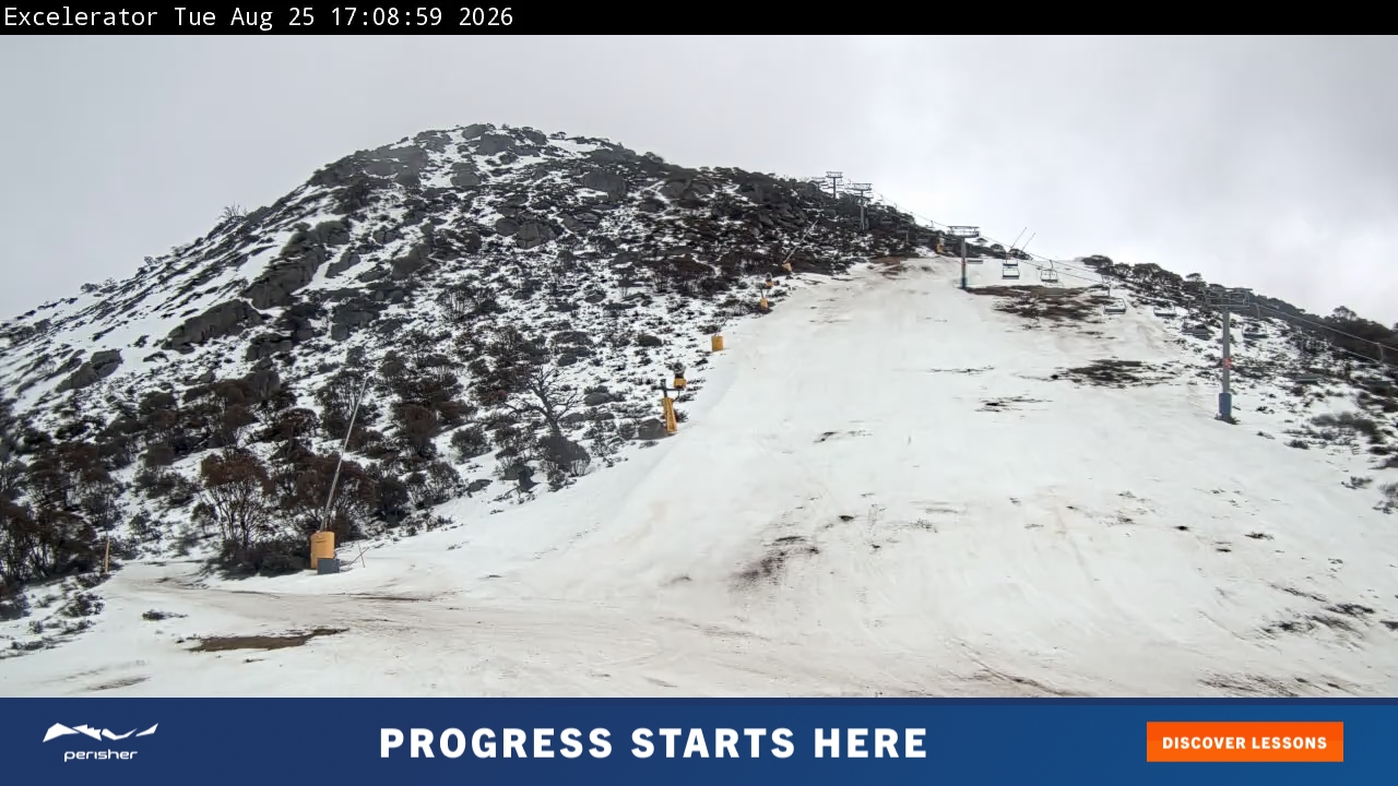 Perisher Excelerator snow cam captured at 25 August 2026 at 5:19 pm AEST