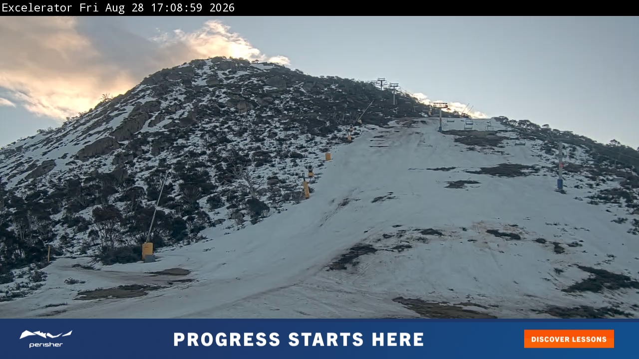 Perisher Excelerator snow cam captured at 28 August 2026 at 5:11 pm AEST