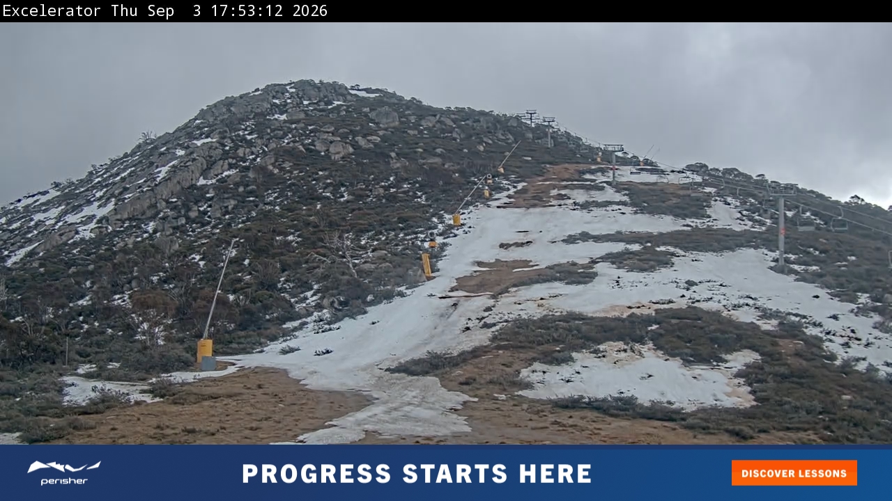 Perisher Excelerator snow cam captured at 3 September 2026 at 6:02 pm AEST