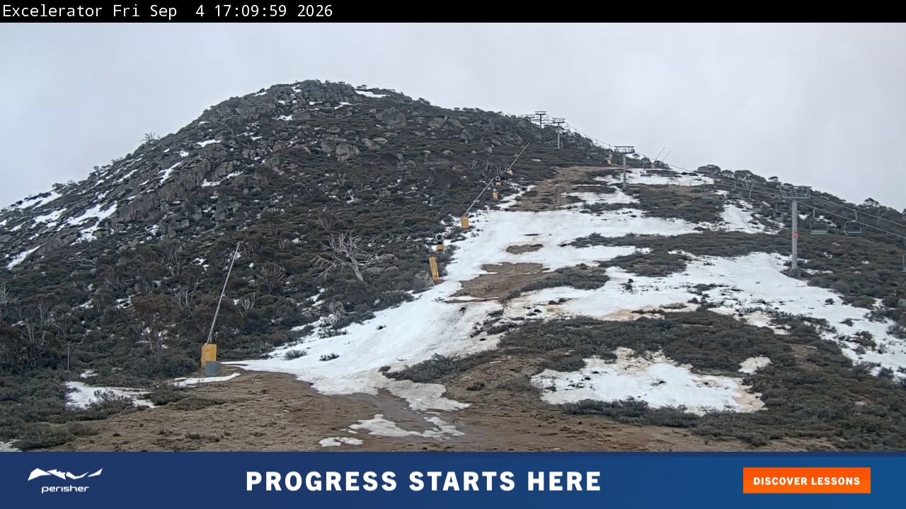 Perisher Excelerator snow cam captured at 4 September 2026 at 5:20 pm AEST
