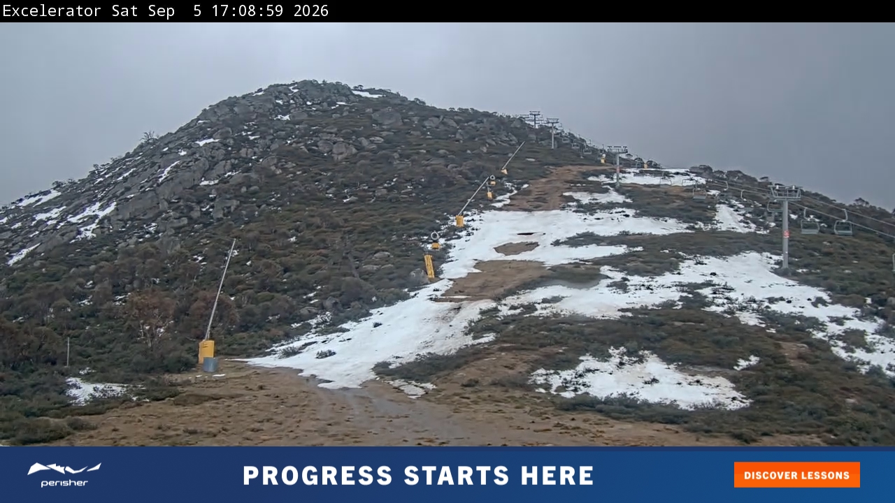 Perisher Excelerator snow cam captured at 5 September 2026 at 5:17 pm AEST