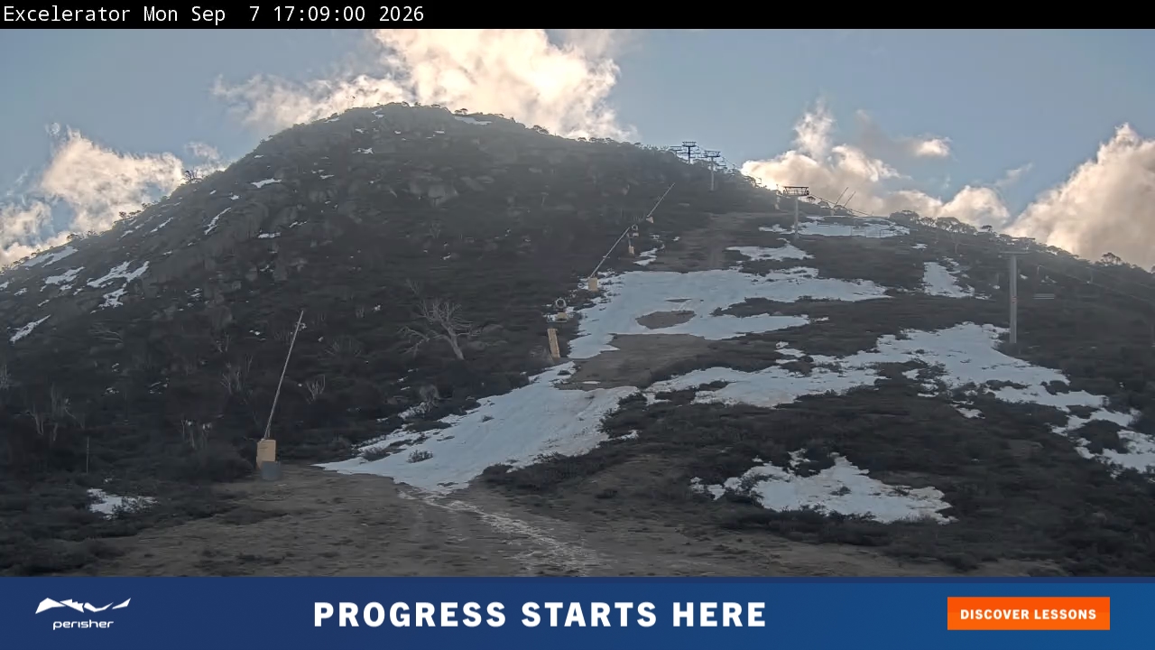 Perisher Excelerator snow cam captured at 7 September 2026 at 5:13 pm AEST
