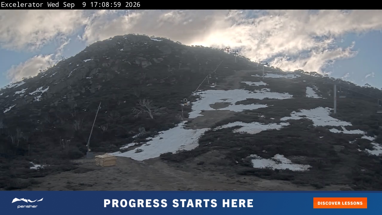 Perisher Excelerator snow cam captured at 9 September 2026 at 5:13 pm AEST