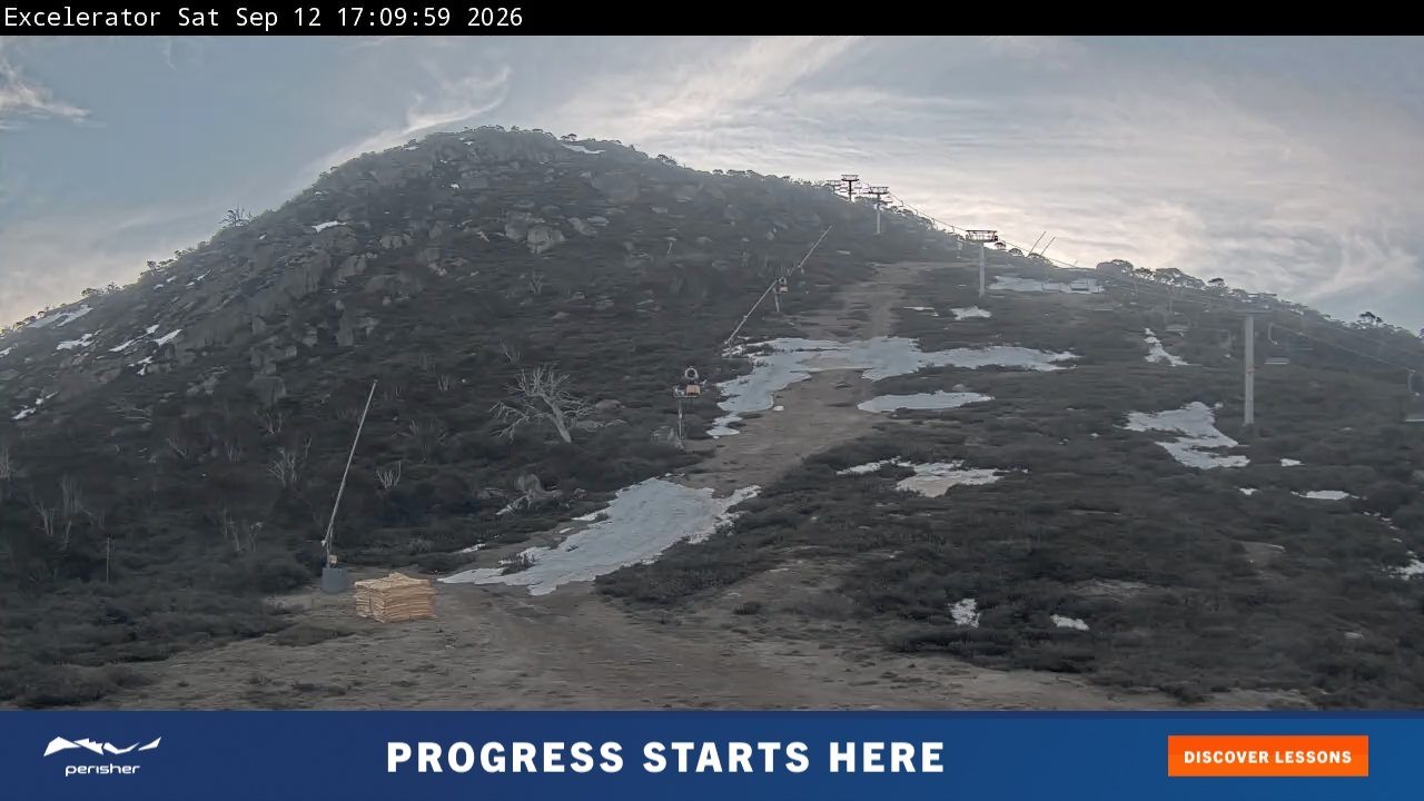 Perisher Excelerator snow cam captured at 12 September 2026 at 5:15 pm AEST